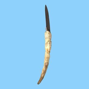 Vintage Carved Bone / Antler Handle Letter Opener Knife Carved Design Dad Gift